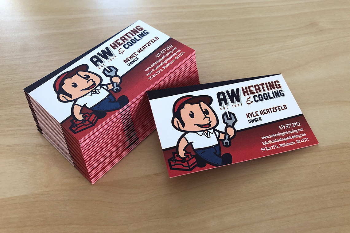 AW Heating & Cooling business cards